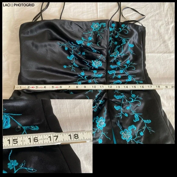 Beaded Embroidered Corset Formal Blue Black Tulle - Picture 11 of 16